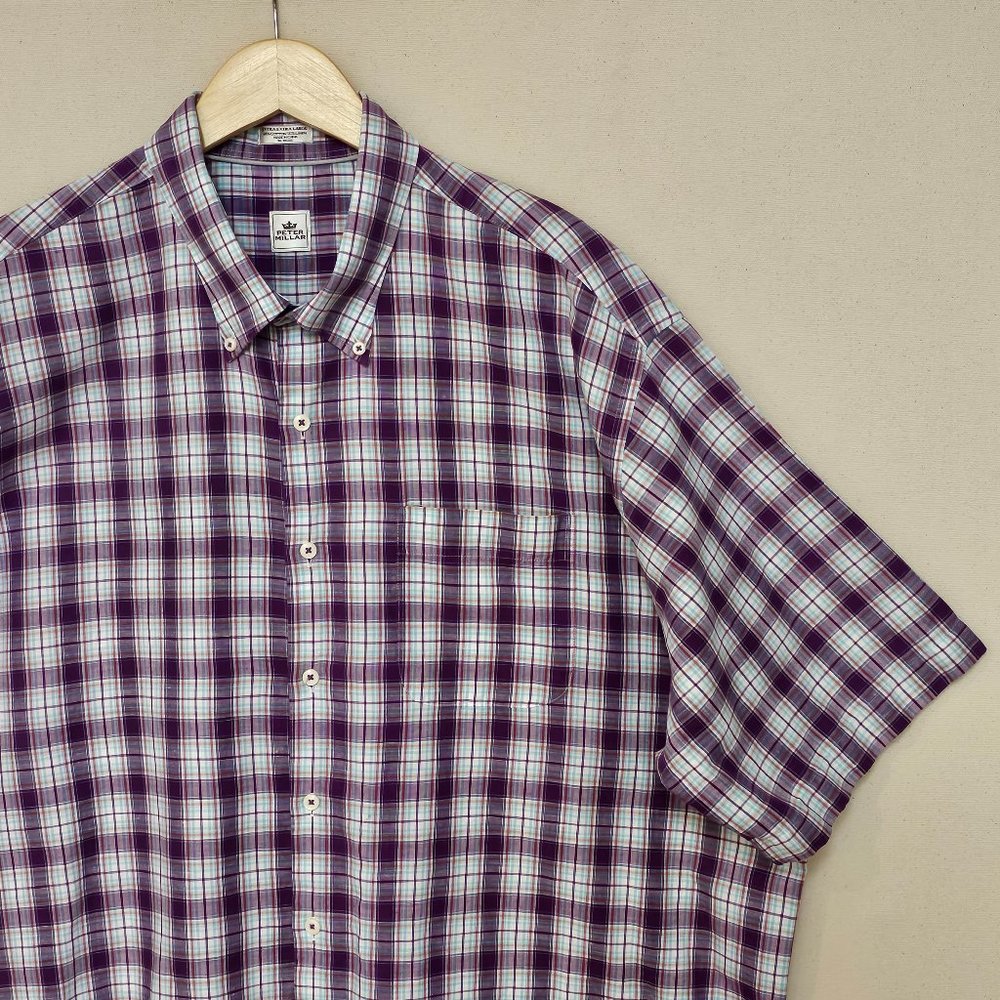 Peter Millar Linen Blend Short Sleeve Button Down XXL